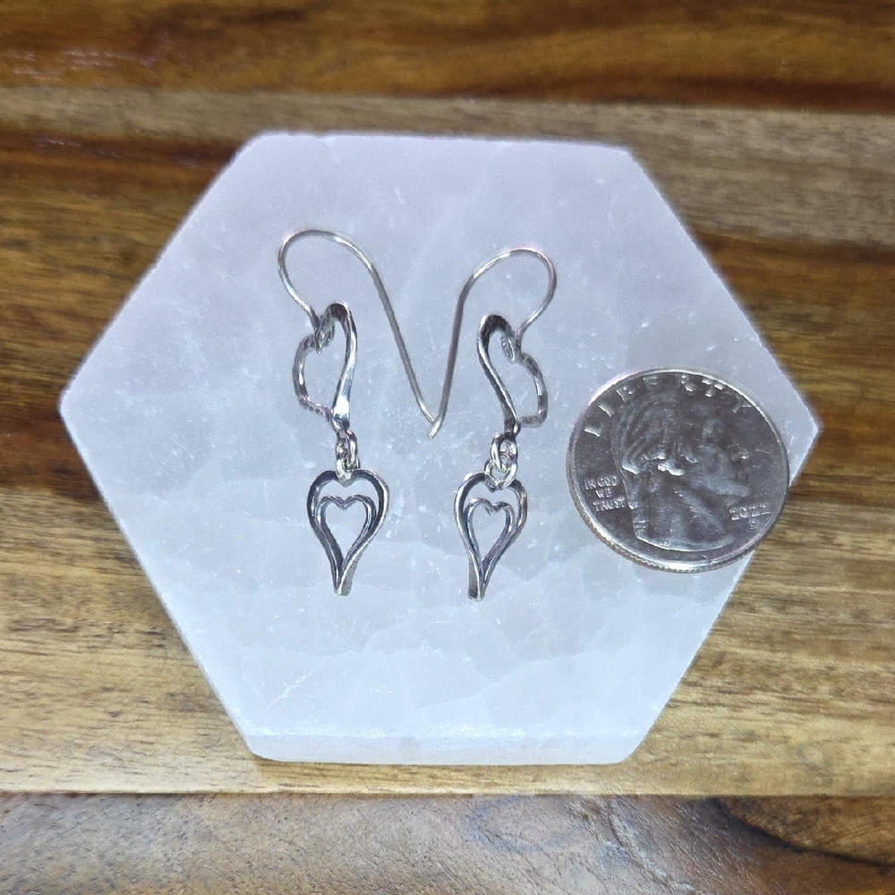 Silpada “Spread the Love” Triple Heart Sterling Dangle Earrings W1765